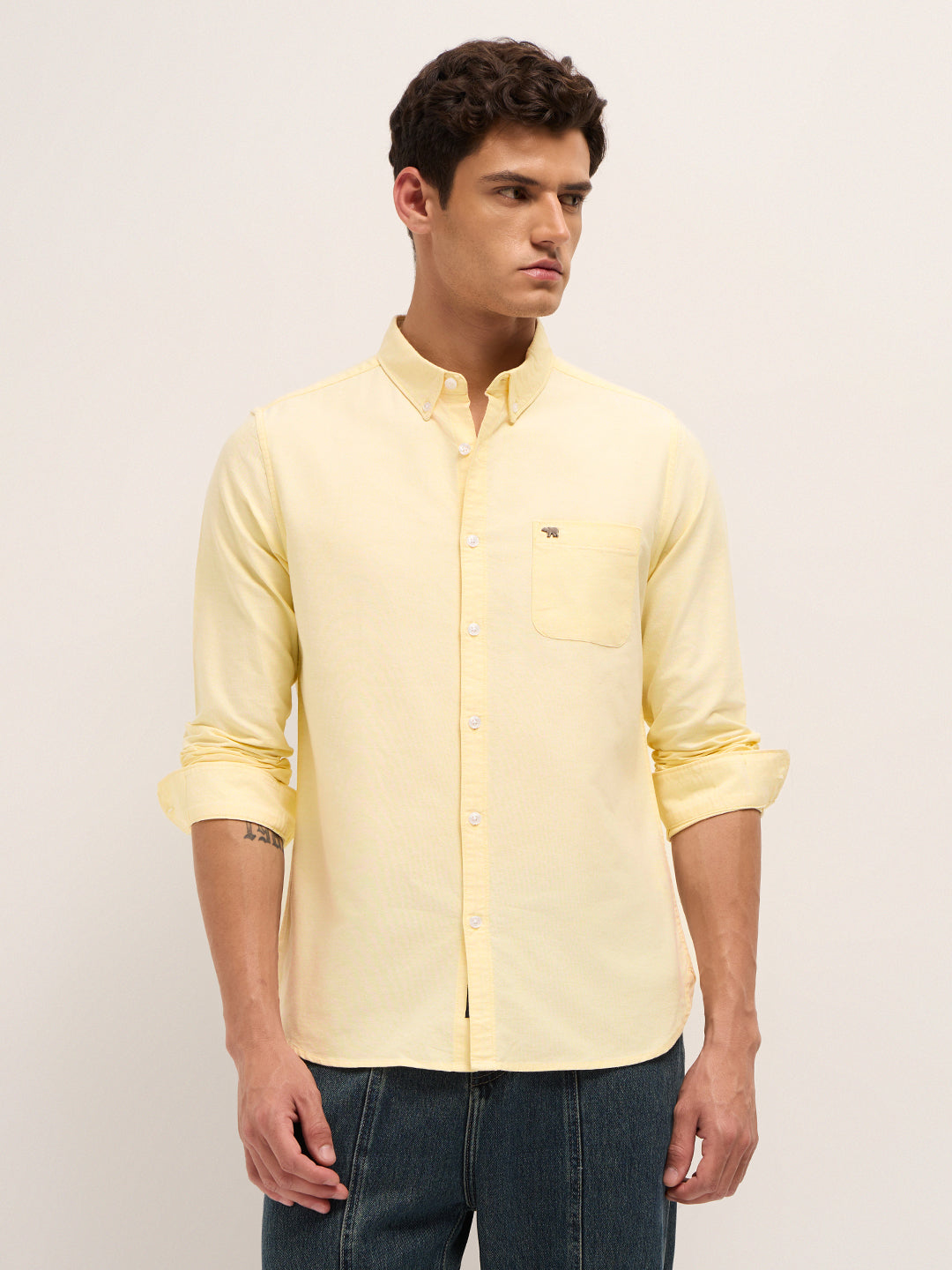 Men Cotton Solid Casual Shirt