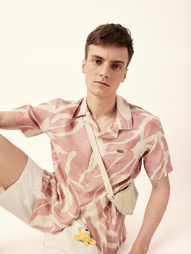 Men Casual Leaf Print Shirt