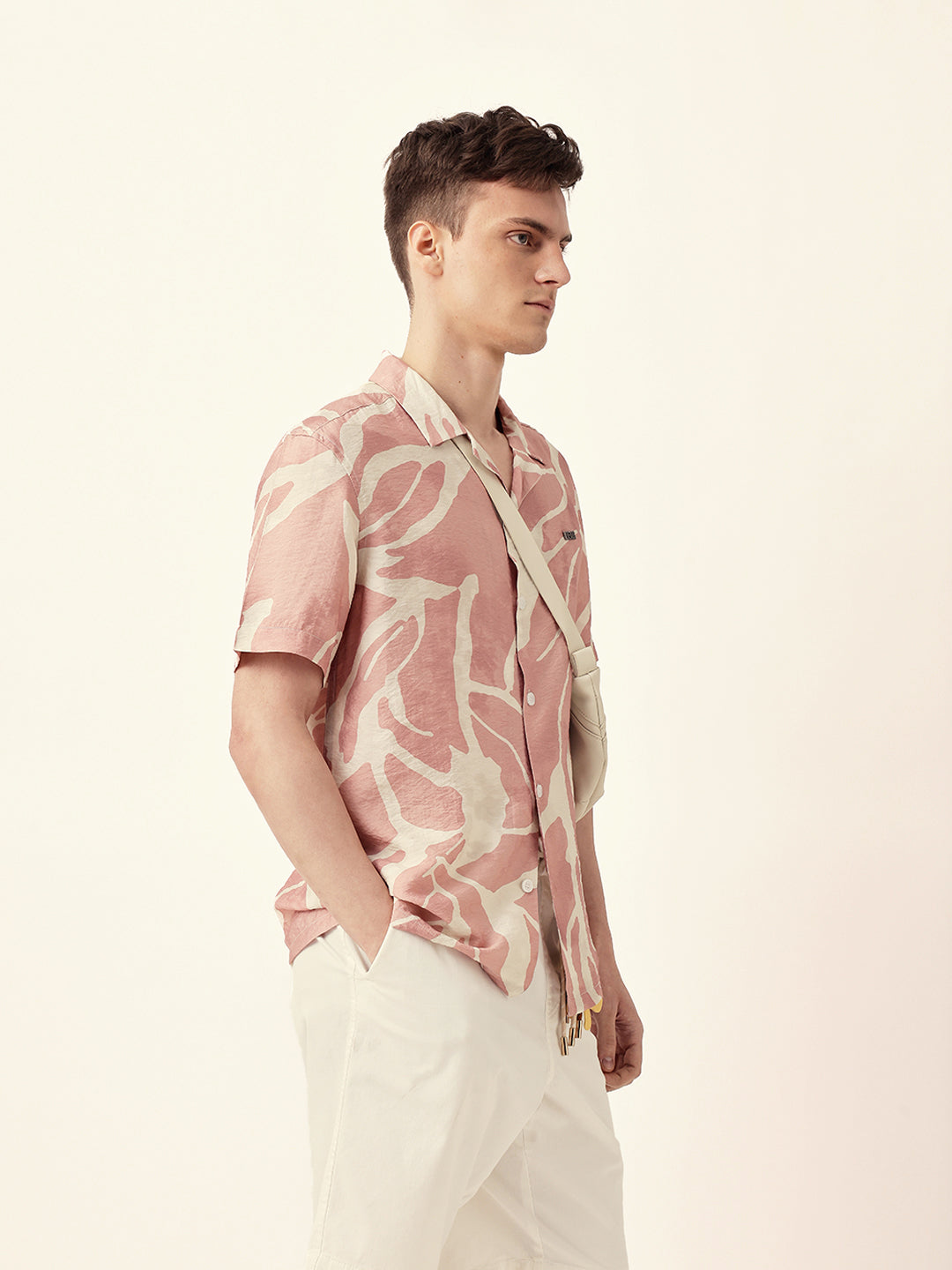 Men Casual Leaf Print Shirt