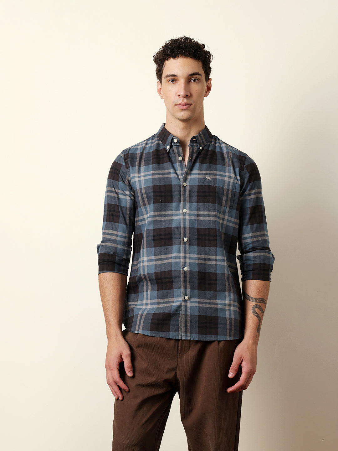 Men Checked Casual Full-Sleeve Shirt