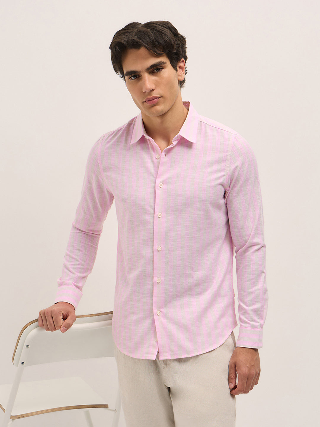 Men Pink Casual Shirt