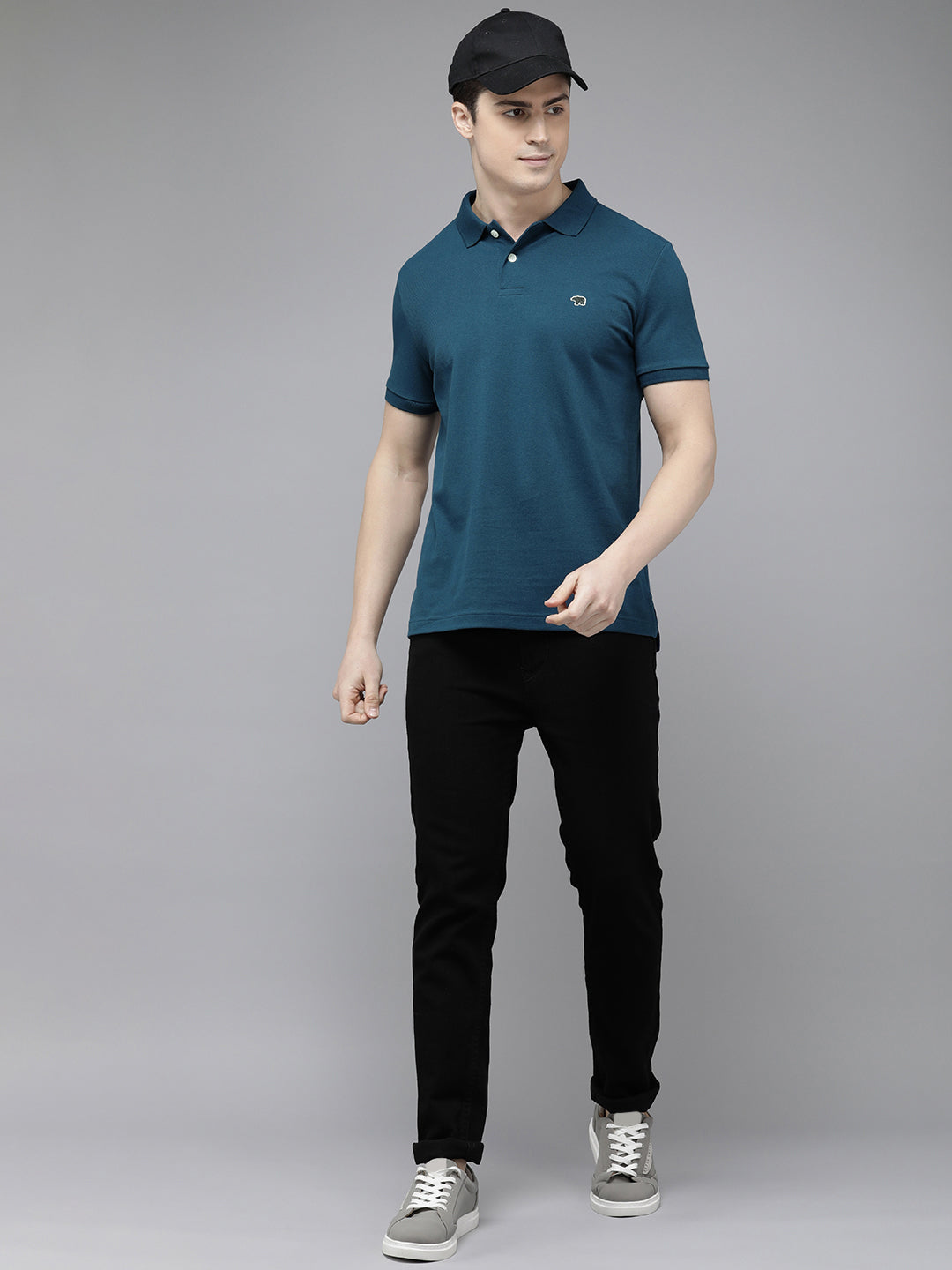 Men Blue  Polo Collar T-shirt
