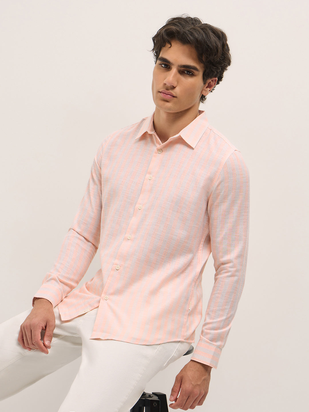 Men Peach Casual Shirt