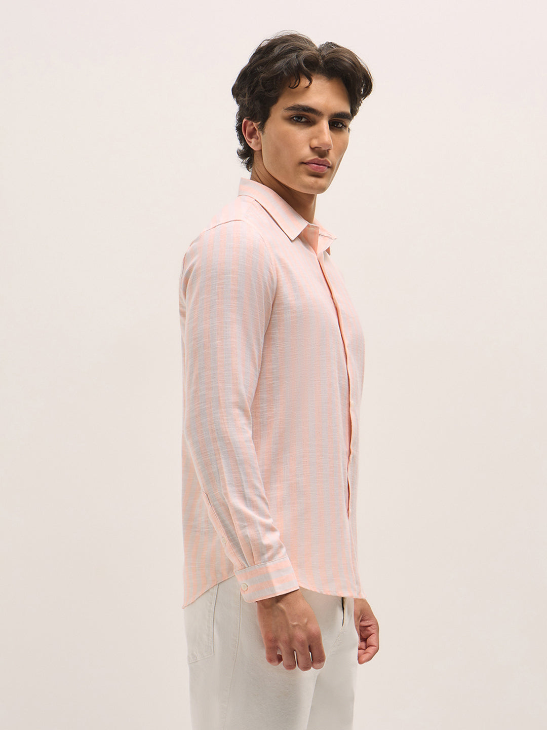 Men Peach Casual Shirt