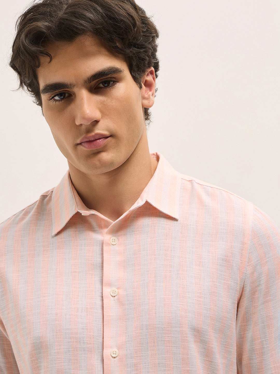 Men Peach Casual Shirt