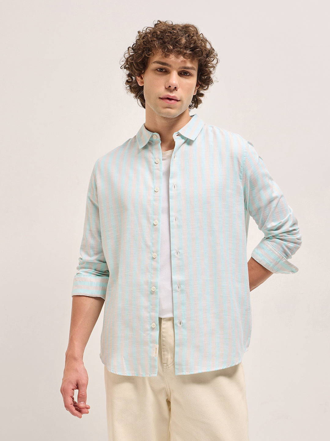 Men Light Blue Casual Shirt