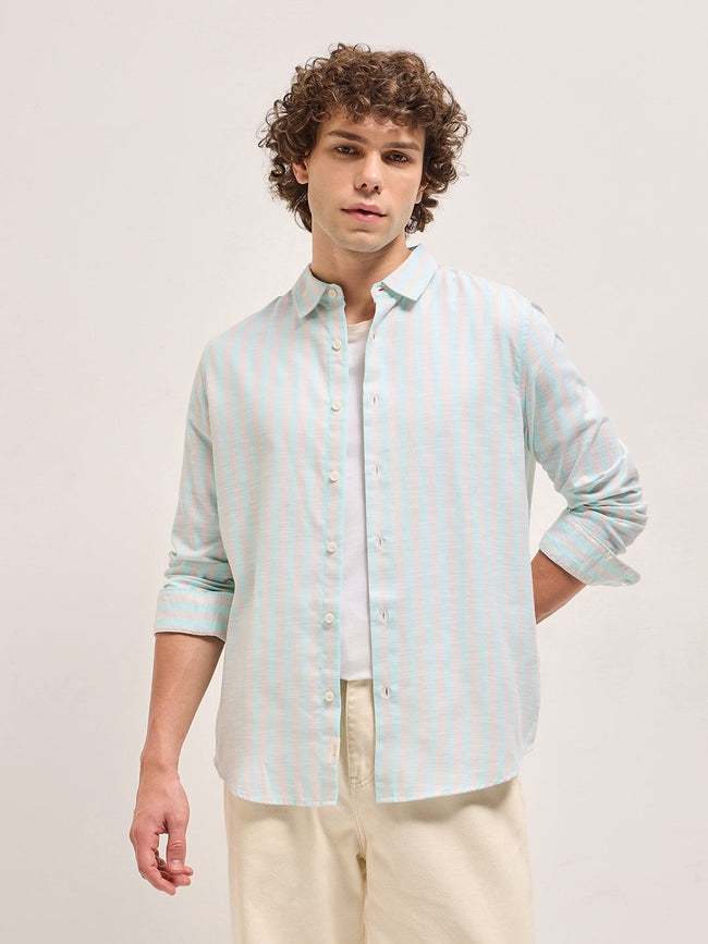 Men Light Blue Casual Shirt