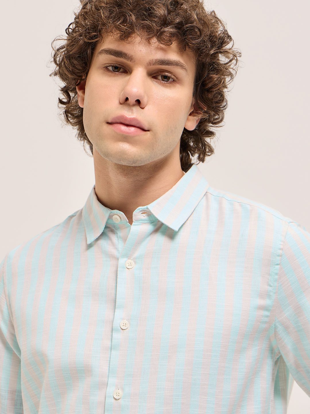Men Light Blue Casual Shirt