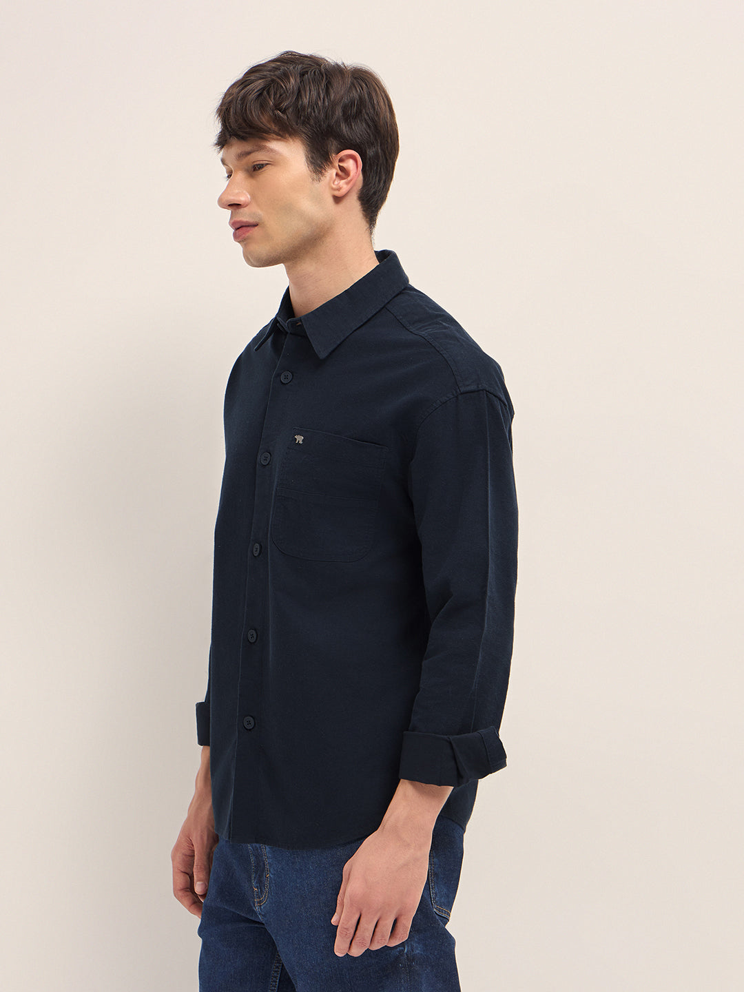 Men Cotton Solid Overshirt
