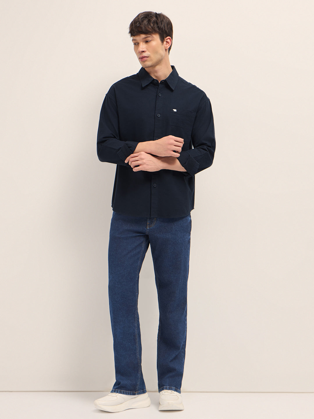 Men Cotton Solid Overshirt