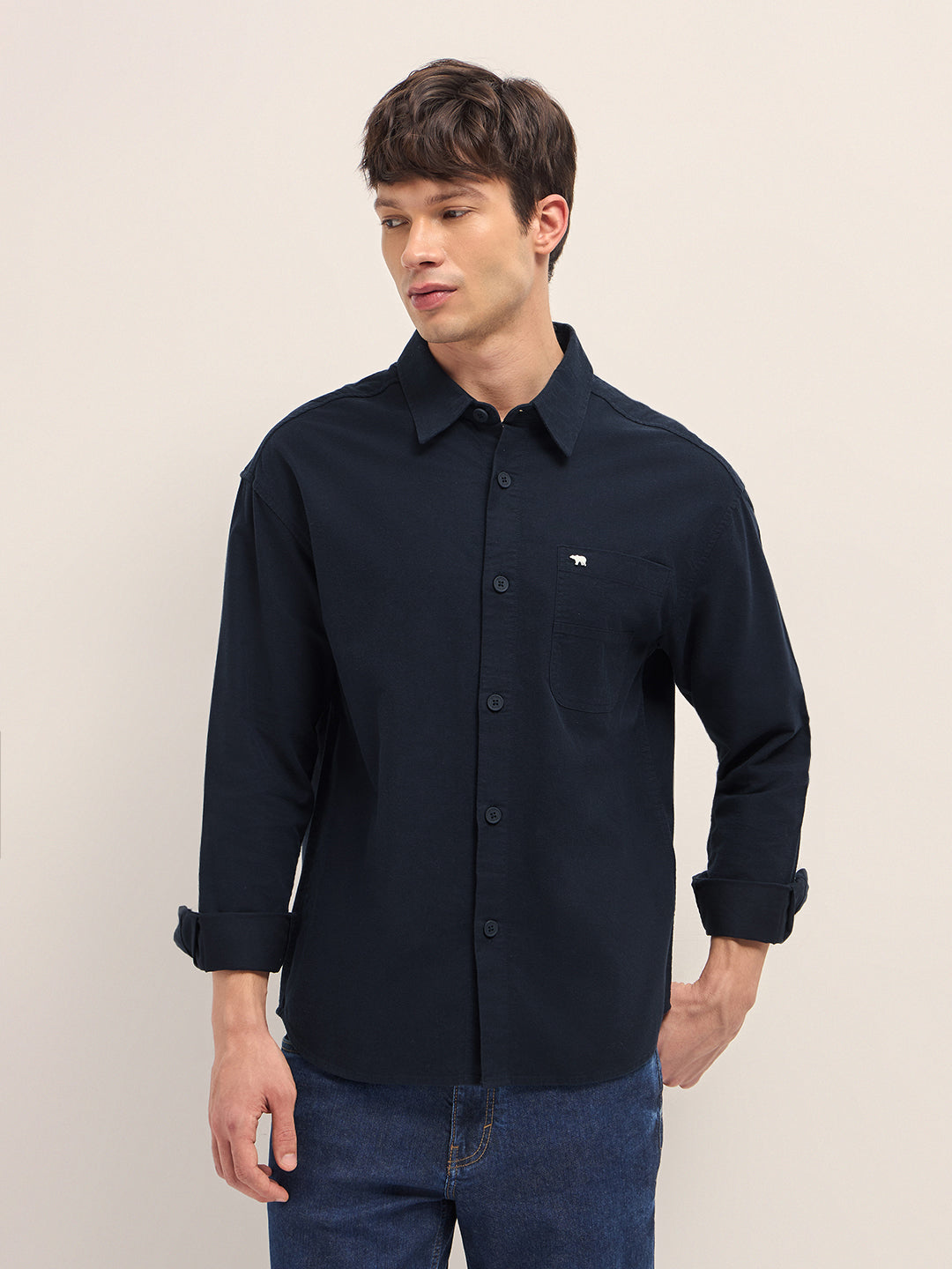 Men Cotton Solid Overshirt