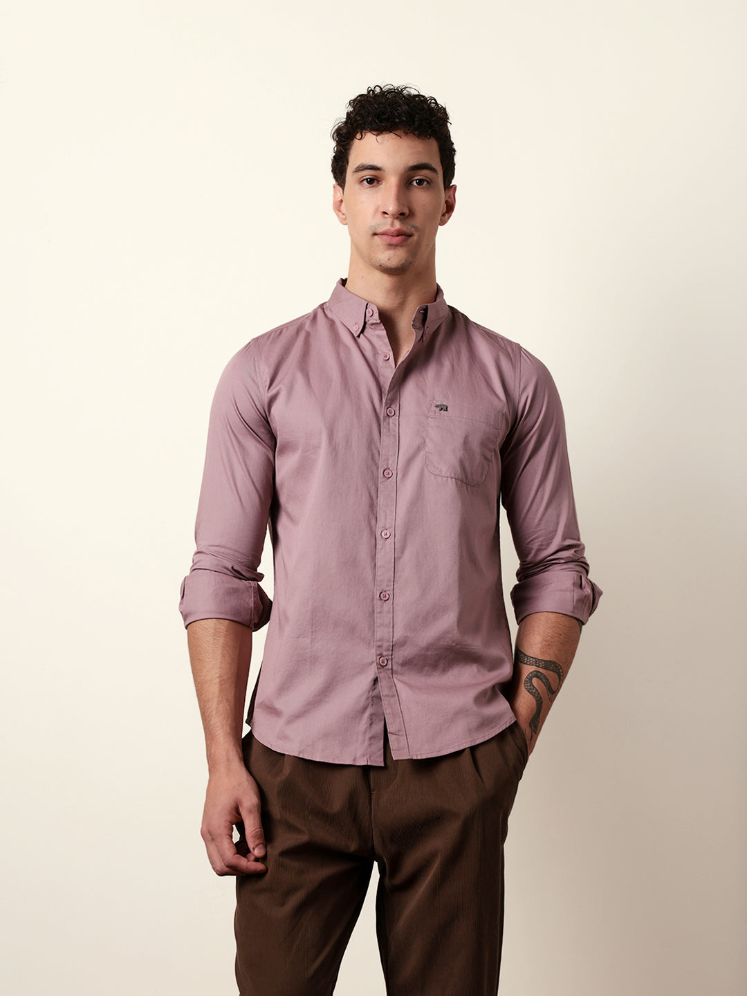 Men Solid Casual Full-Sleeve Shirt