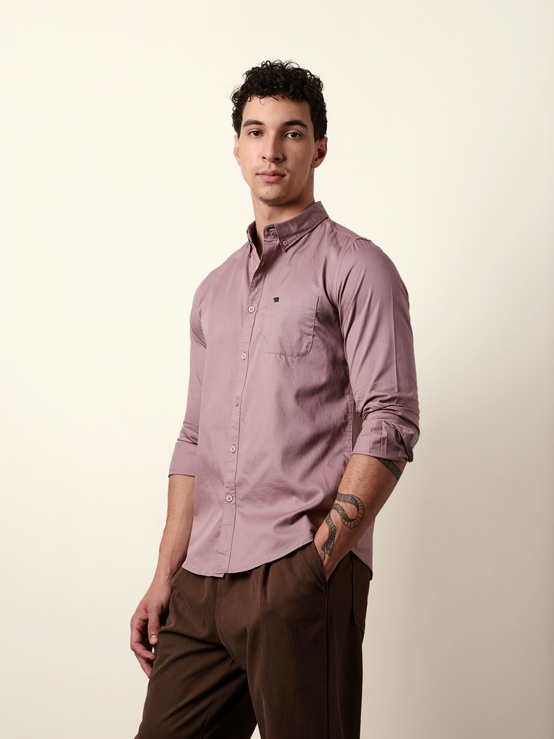 Men Solid Casual Full-Sleeve Shirt