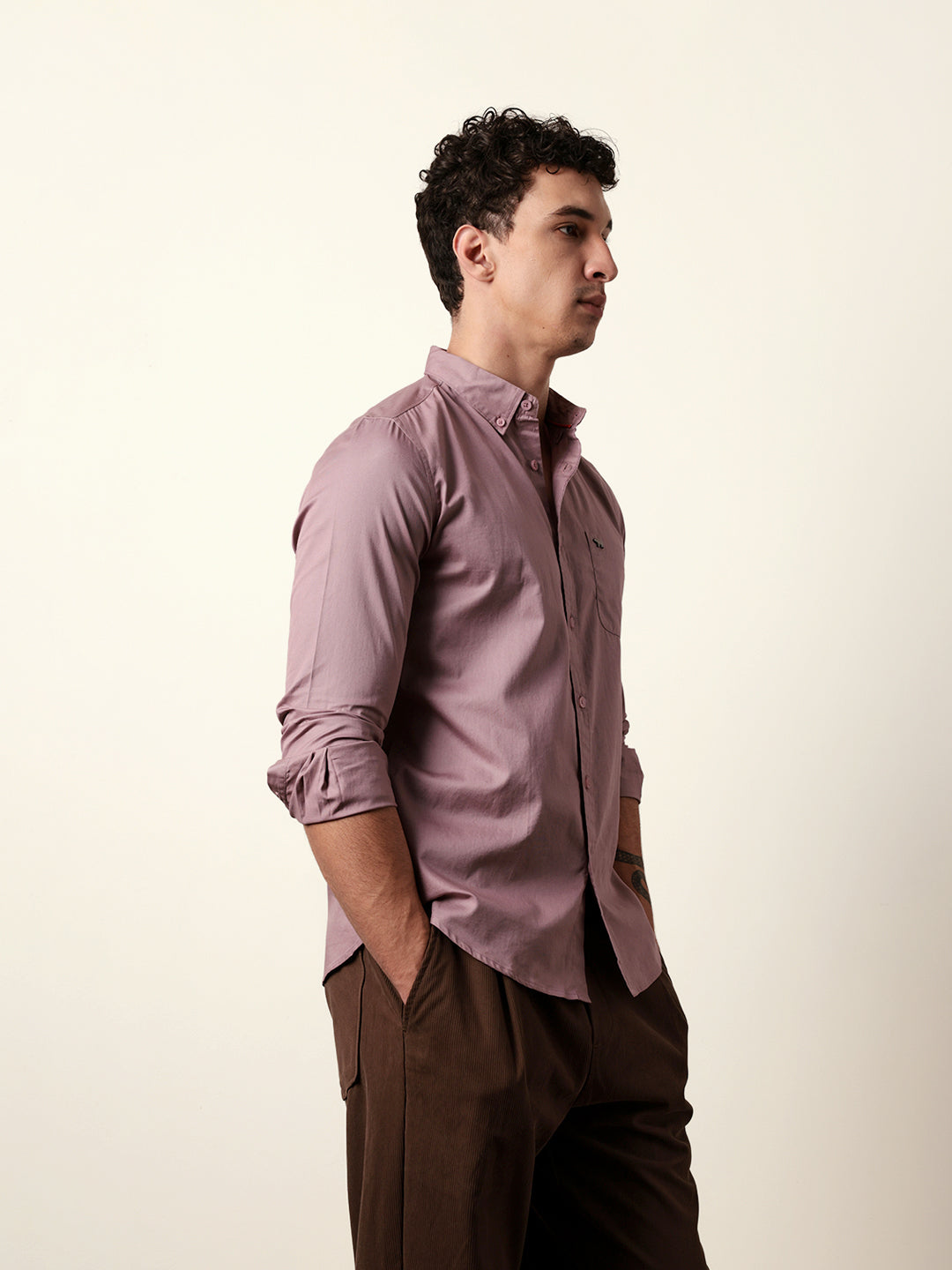 Men Solid Casual Full-Sleeve Shirt