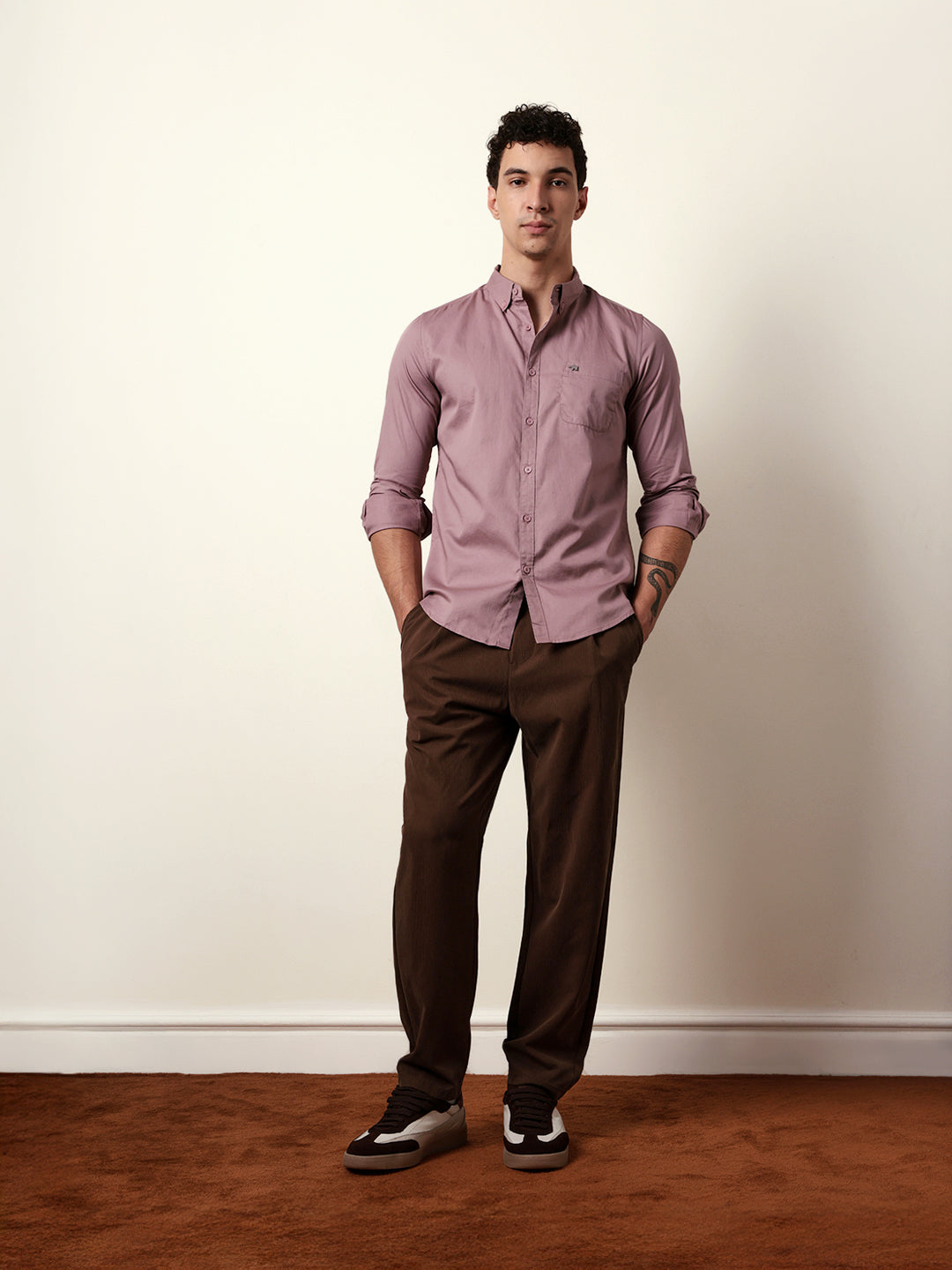 Men Solid Casual Full-Sleeve Shirt