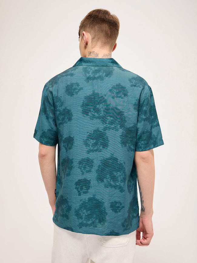 Men Blue Abstract Print Regular Fit Casual Shirt