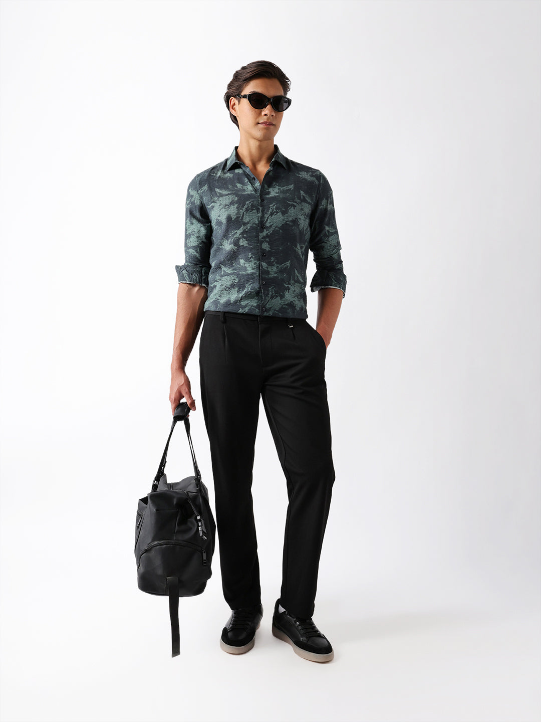 Men Green Viscose Rayon Printed Shirt