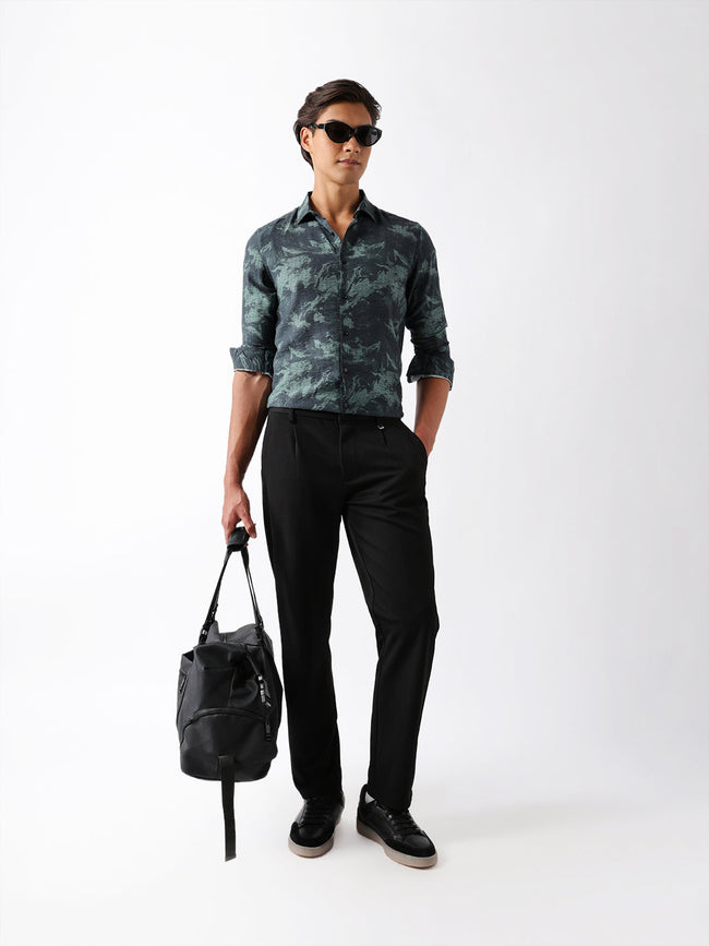 Men Green Viscose Rayon Printed Shirt