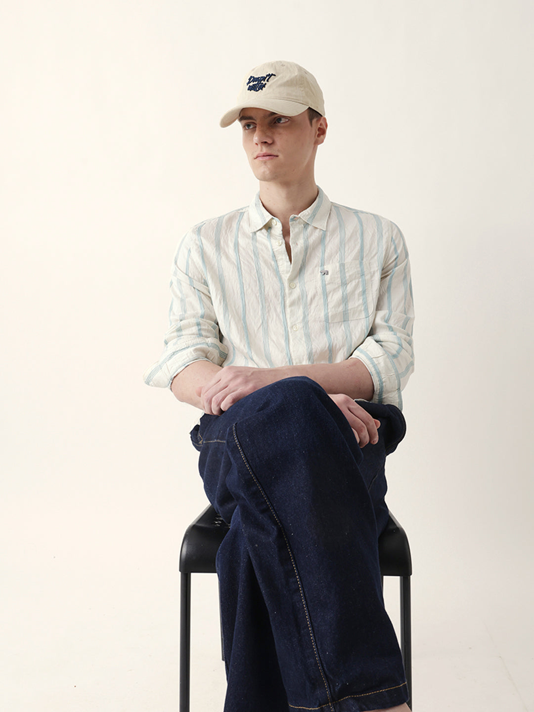 Men Casual Vertical Stripe Shirt