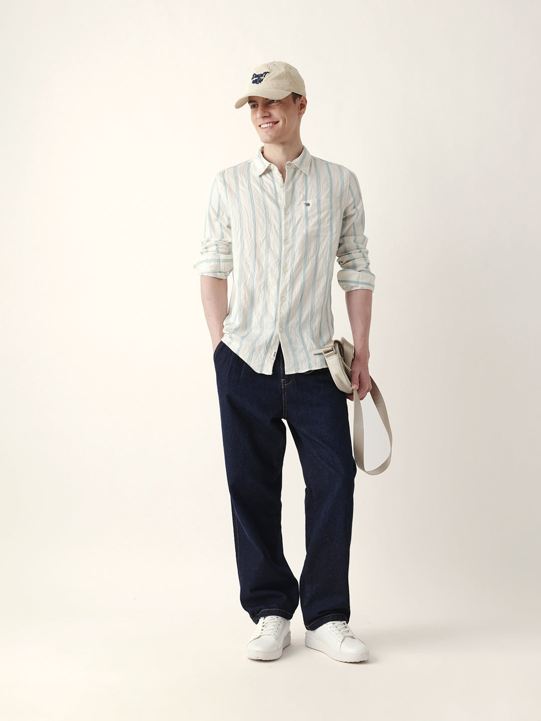Men Casual Vertical Stripe Shirt
