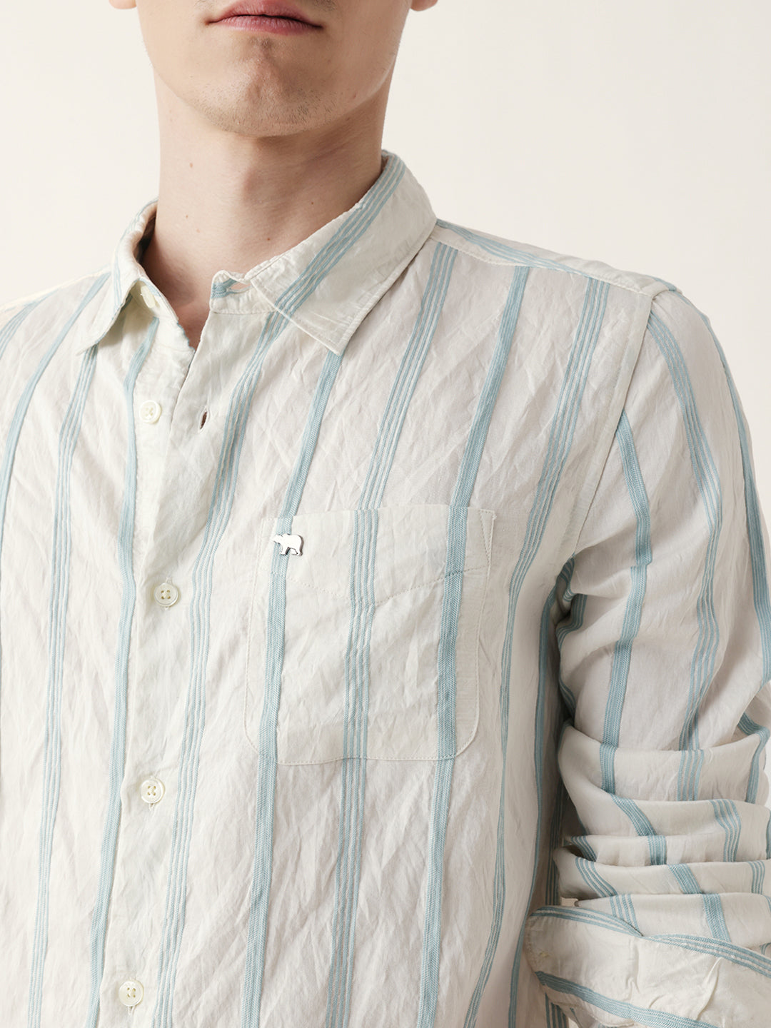 Men Casual Vertical Stripe Shirt
