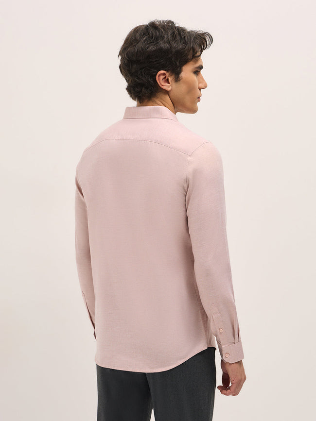Men Shirt Pink Solid Tailored Fit Formal Shirt