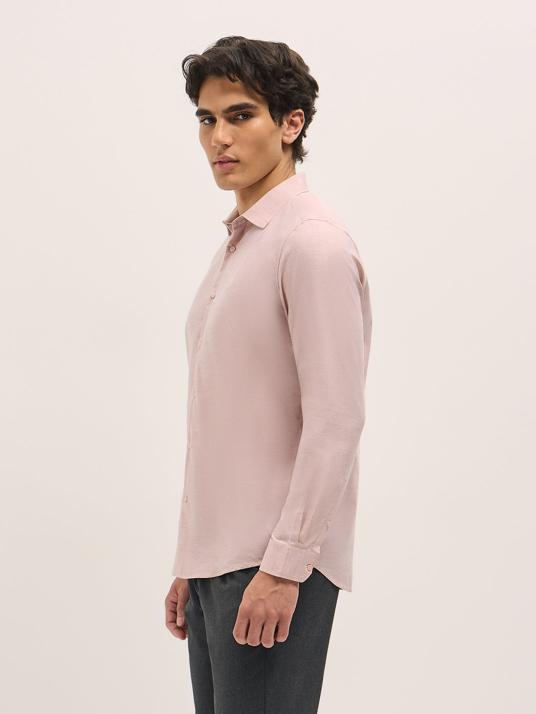 Men Shirt Pink Solid Tailored Fit Formal Shirt