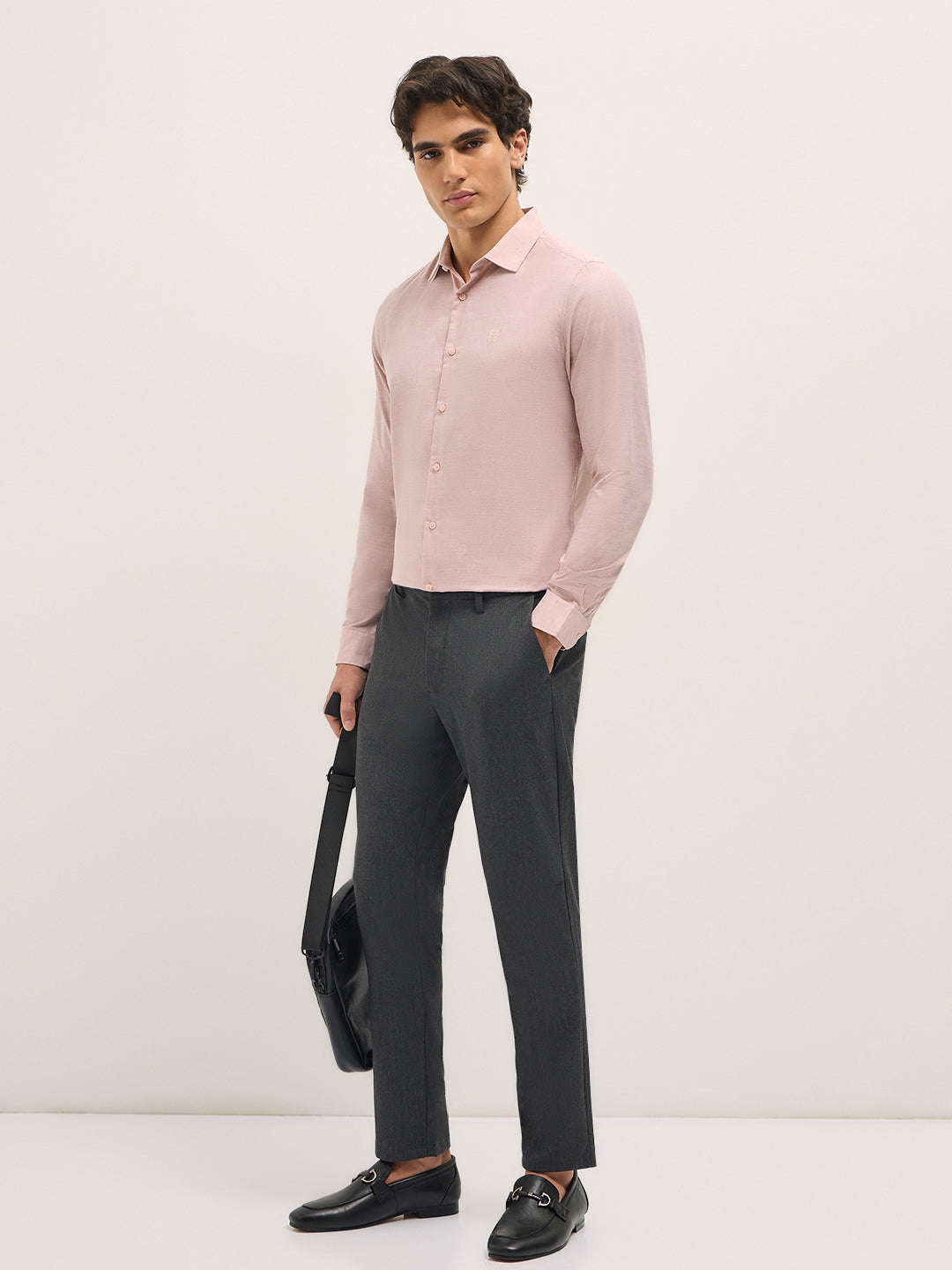 Men Shirt Pink Solid Tailored Fit Formal Shirt