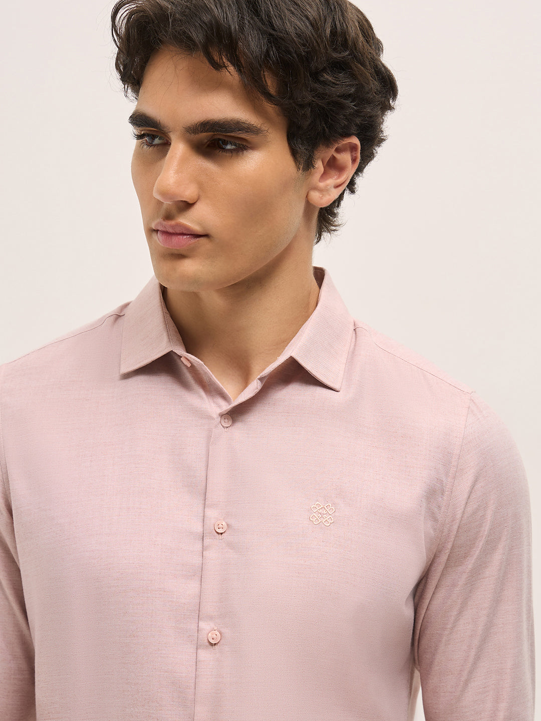 Men Shirt Pink Solid Tailored Fit Formal Shirt