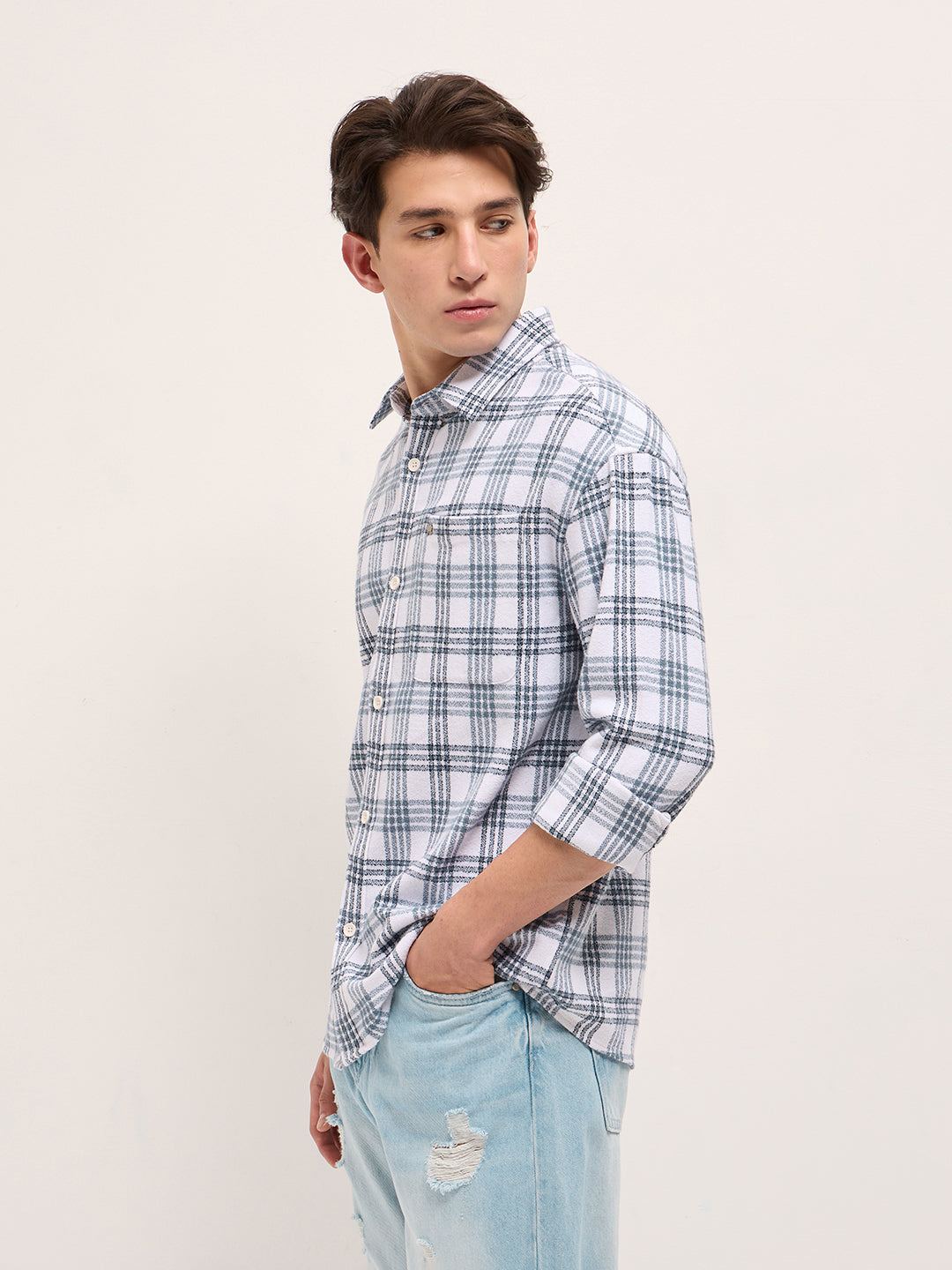 Men White Casual Shirt