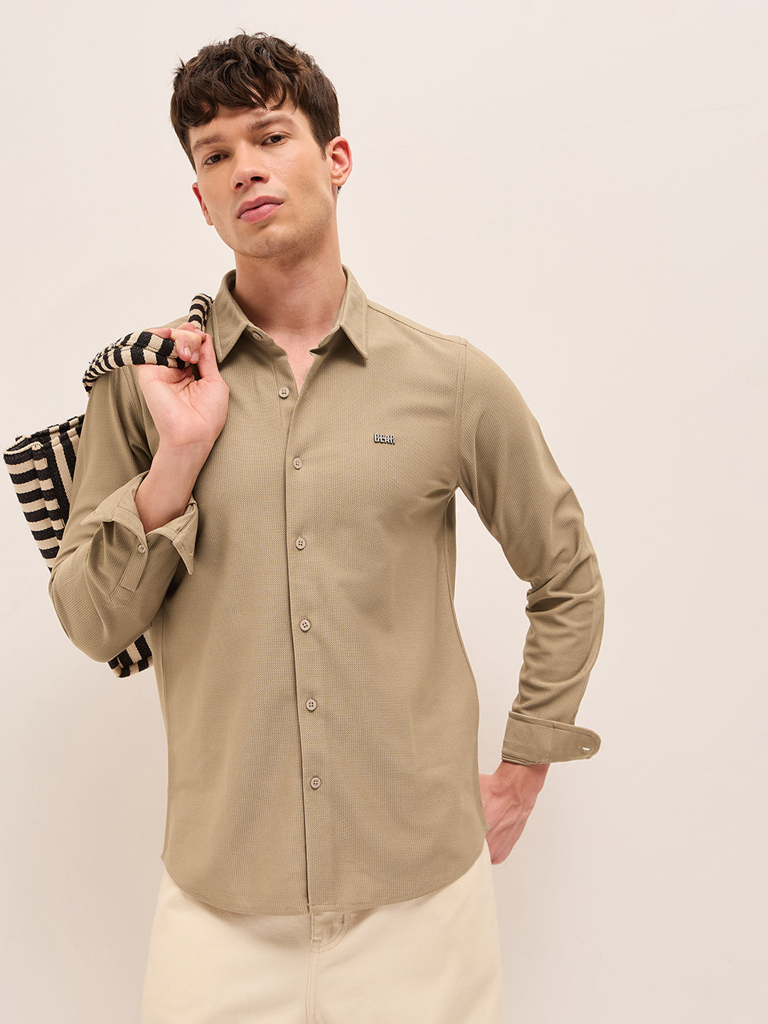 Men Woven Textured Casual Shirt