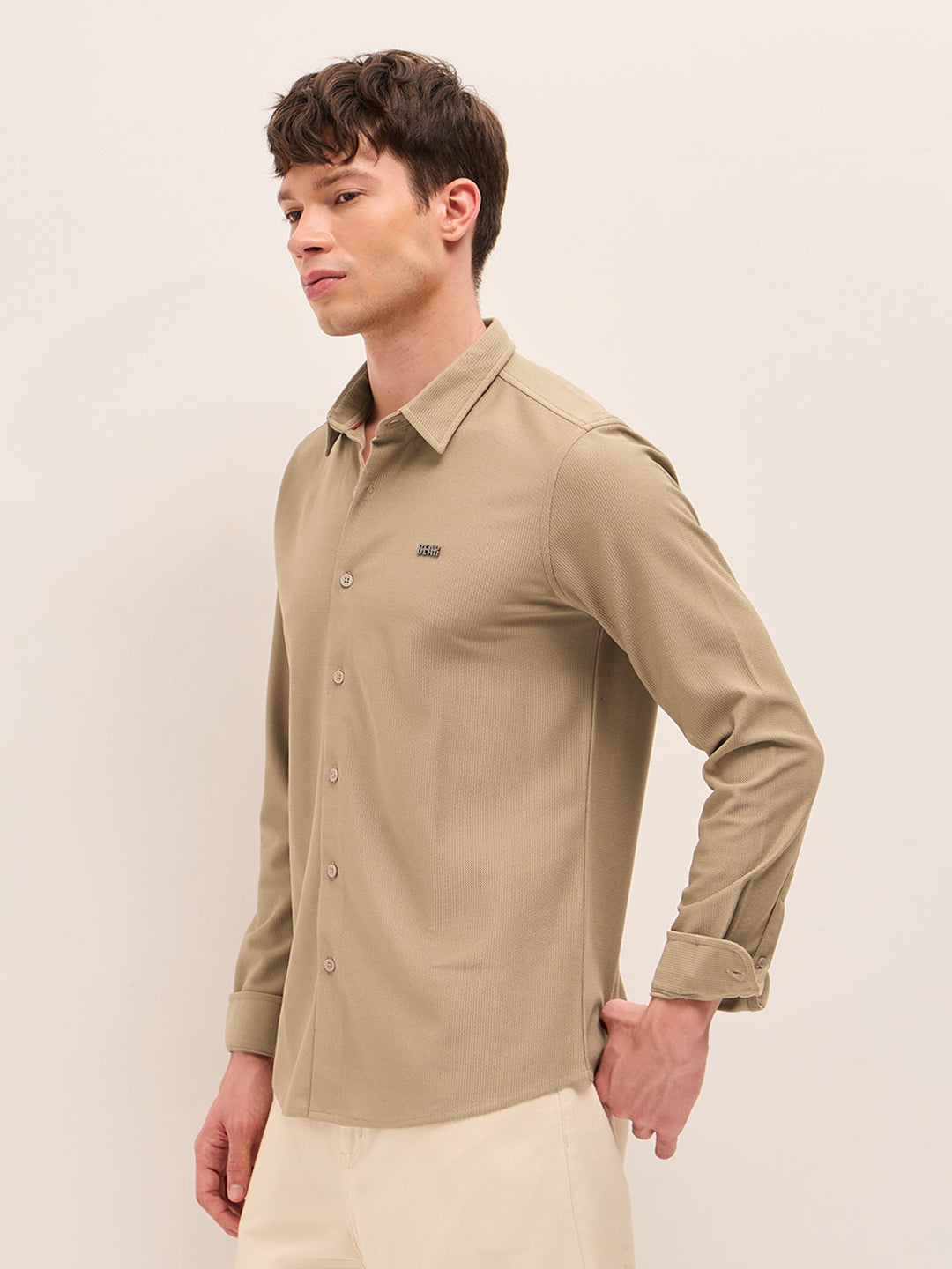 Men Woven Textured Casual Shirt