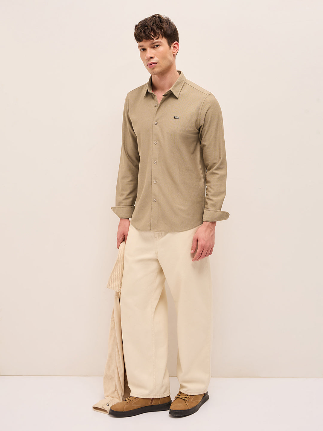 Men Woven Textured Casual Shirt