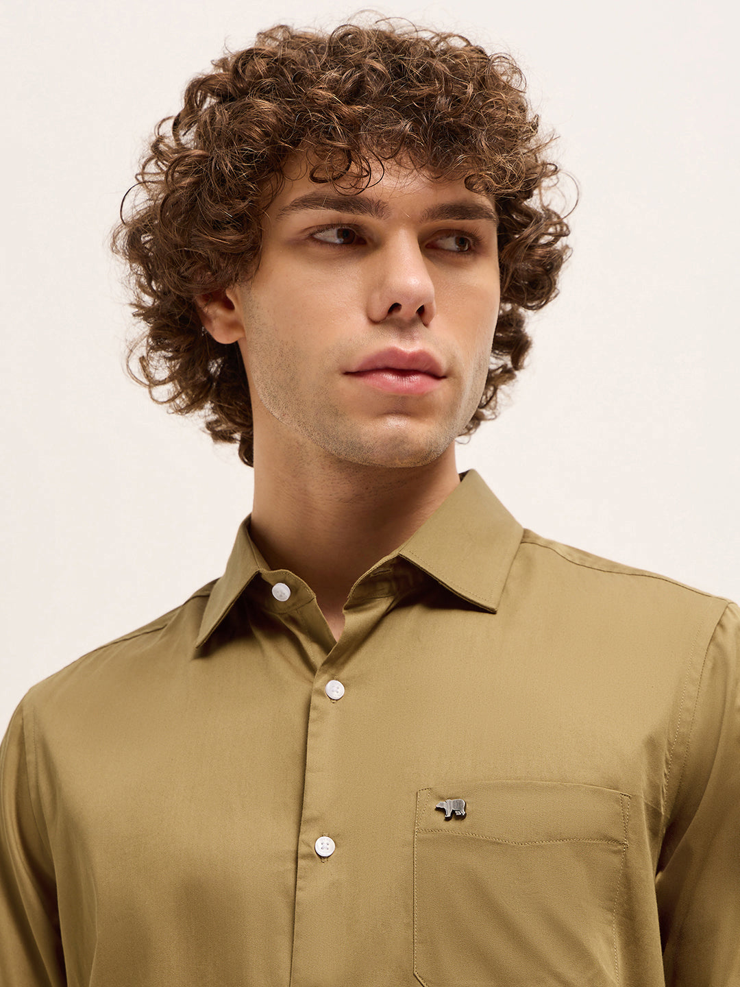 Men Shirt Dark Mustard Tailored Fit Solid Formal Shirt