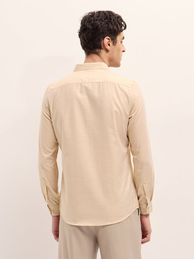 Men Shirt Yellow Solid Tailored Fit Formal Shirt