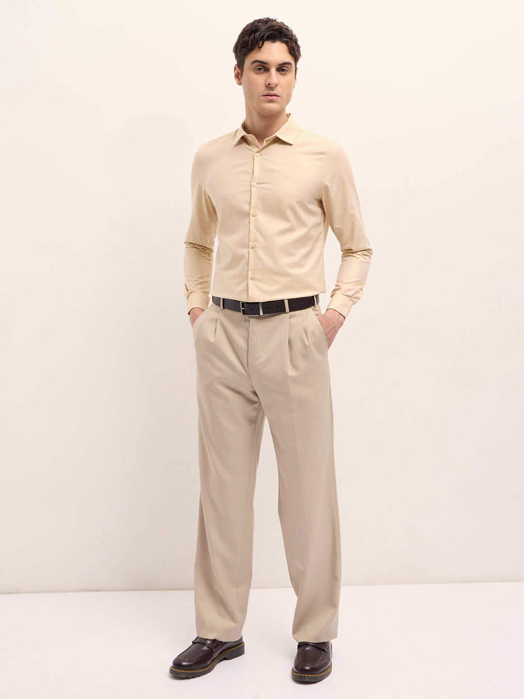 Men Shirt Yellow Solid Tailored Fit Formal Shirt
