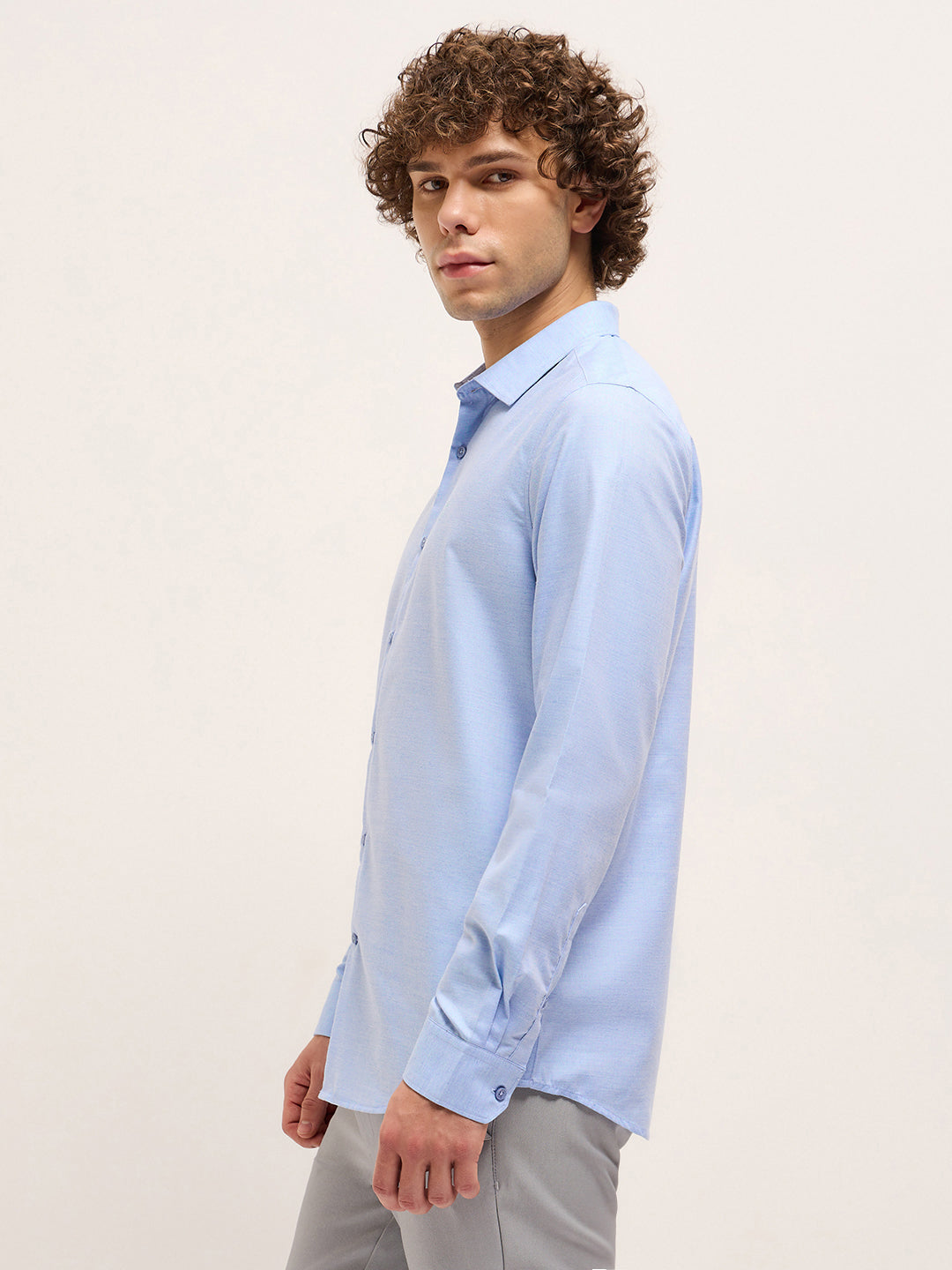 Men Shirt Blue Solid Tailored Fit Formal Shirt