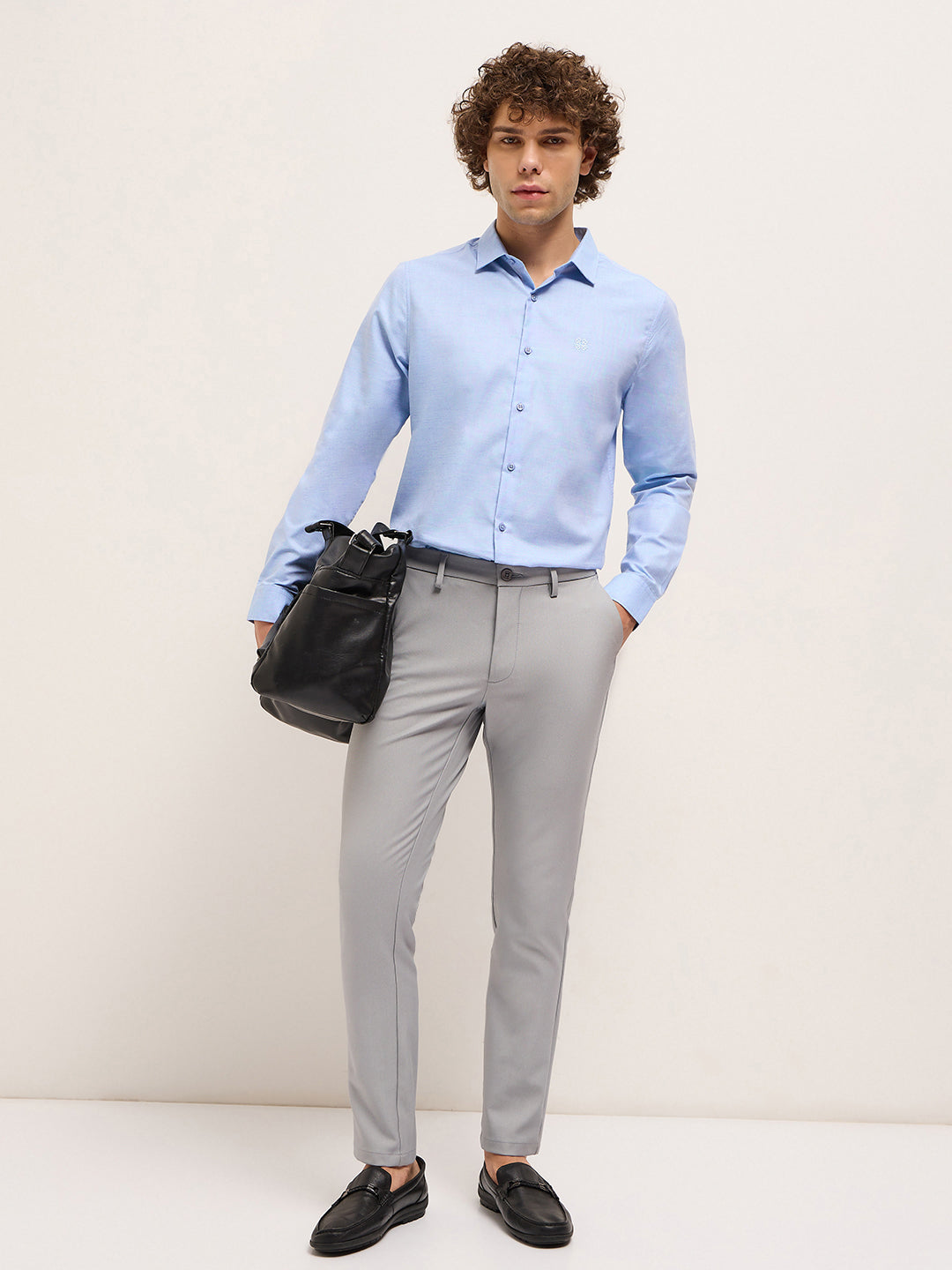 Men Shirt Blue Solid Tailored Fit Formal Shirt