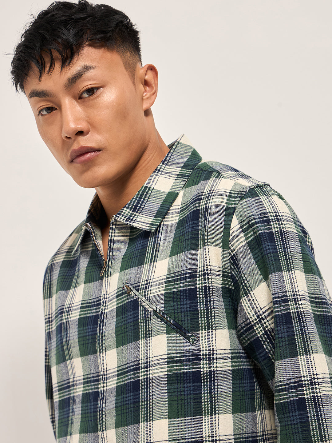 Men Multi-Color Tartan Checked Flannel Shacket
