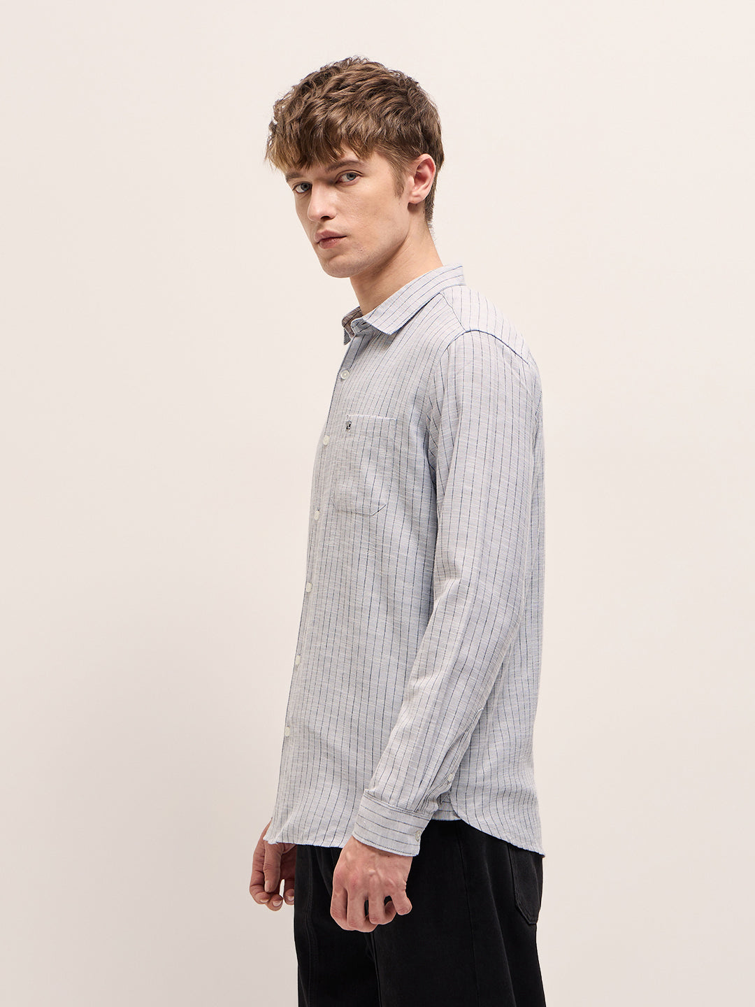 Men Light Grey Casual Shirt