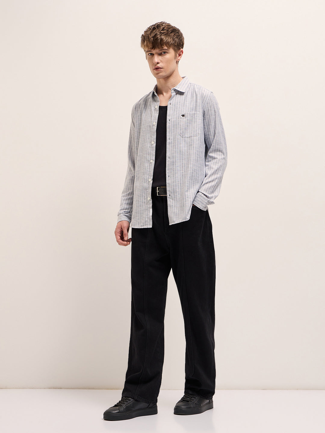 Men Light Grey Casual Shirt