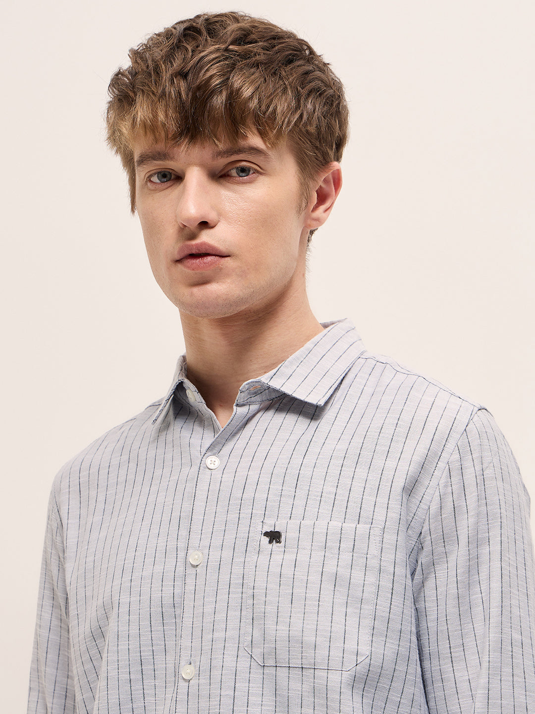 Men Light Grey Casual Shirt