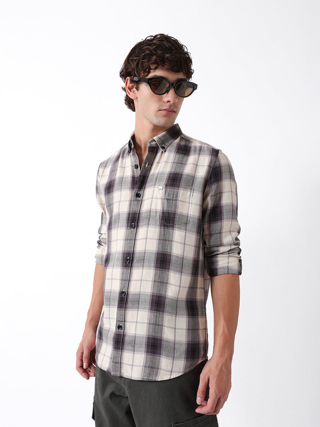 Men Grey Checked Shirt