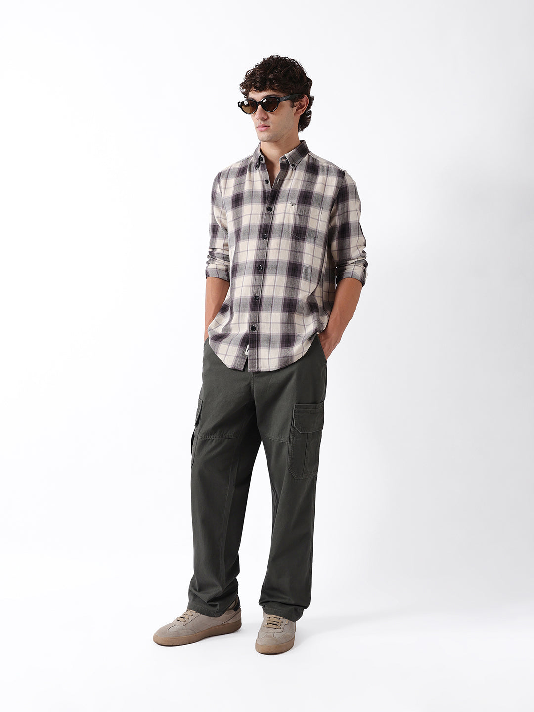 Men Grey Checked Shirt