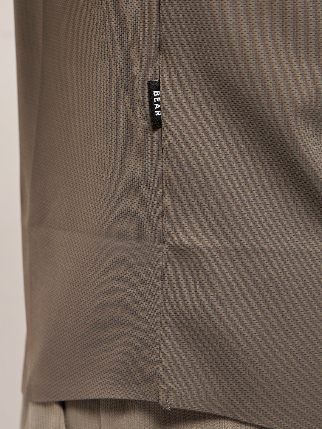 Men Brown Solid Nylon Blend Classic Spread Collar Shirt