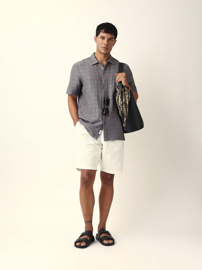 Men Grey Nylon Self Design Shirt