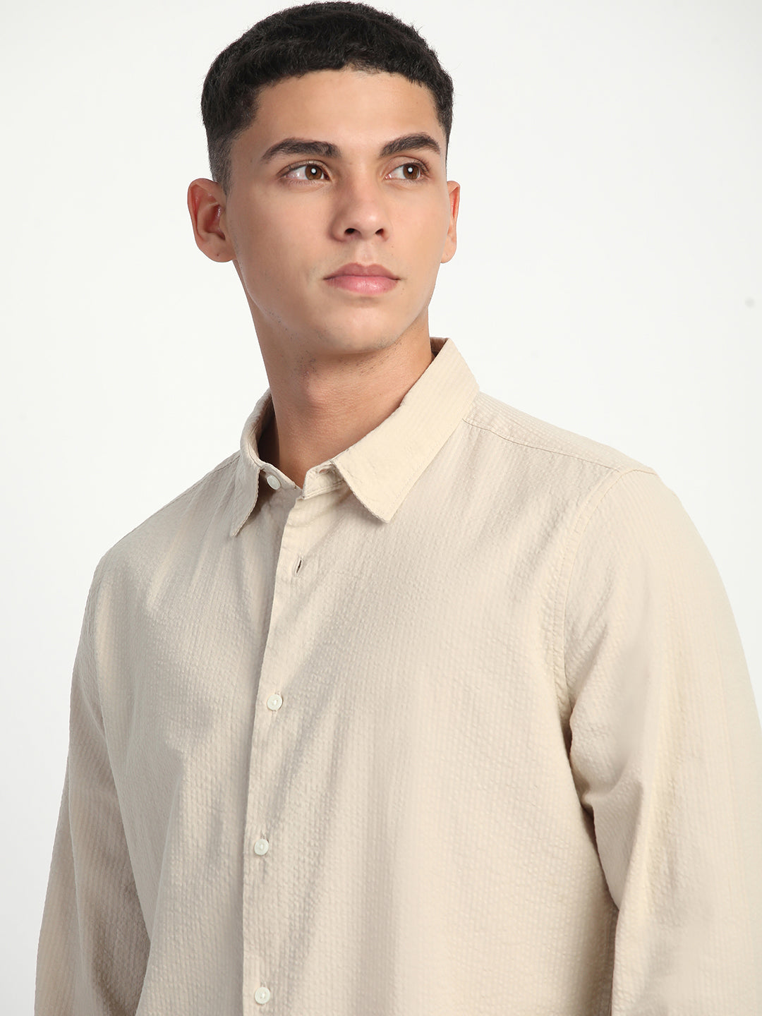 Men Self Designed Slim Fit Casual Shirt