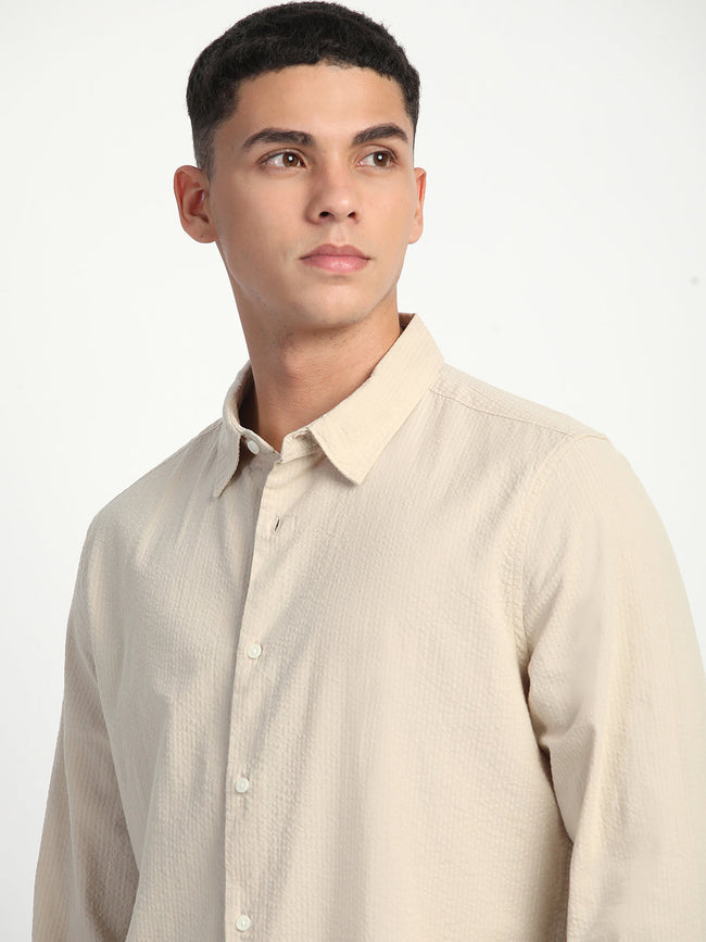Men Self Designed Slim Fit Casual Shirt