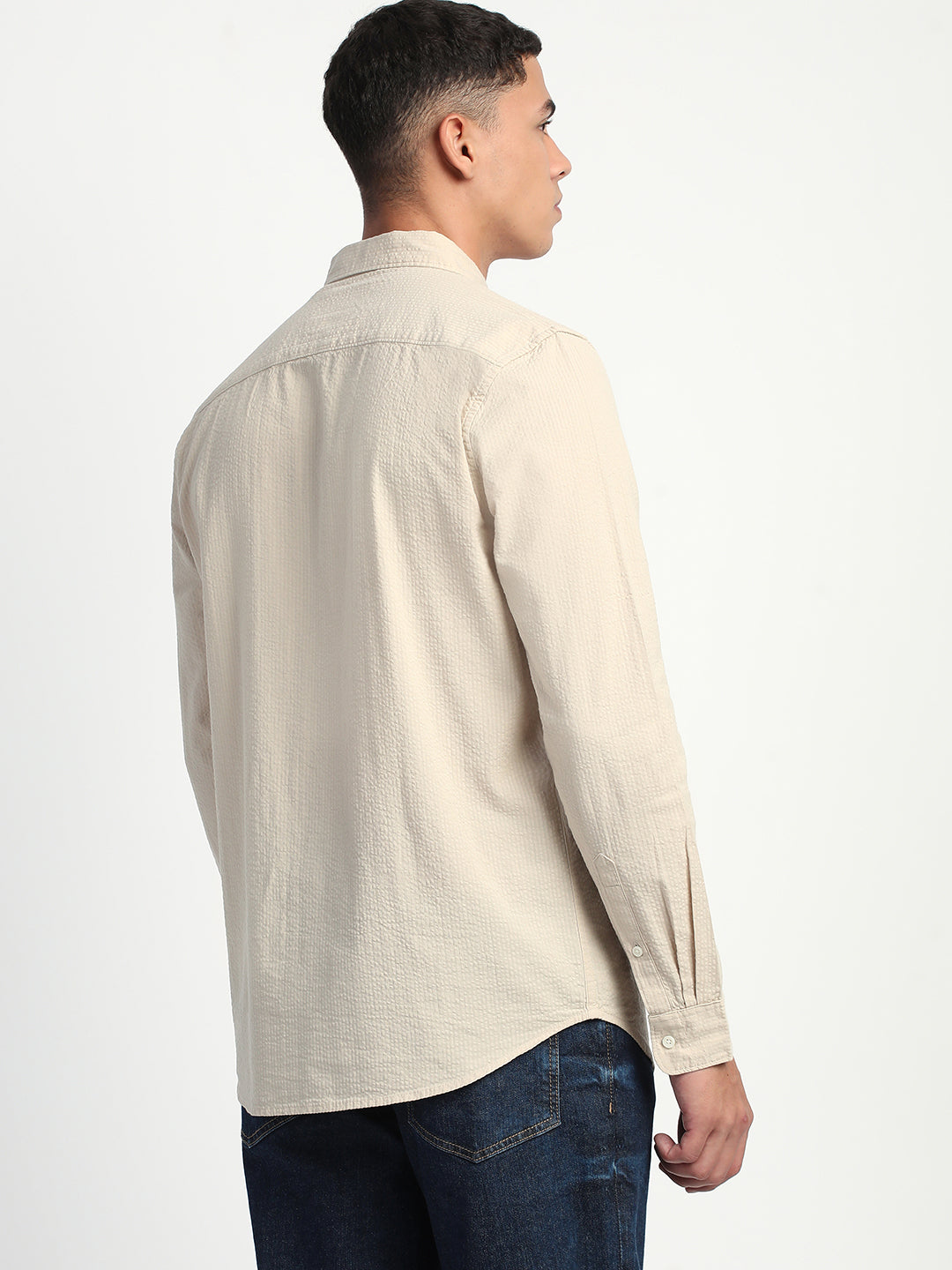 Men Self Designed Slim Fit Casual Shirt