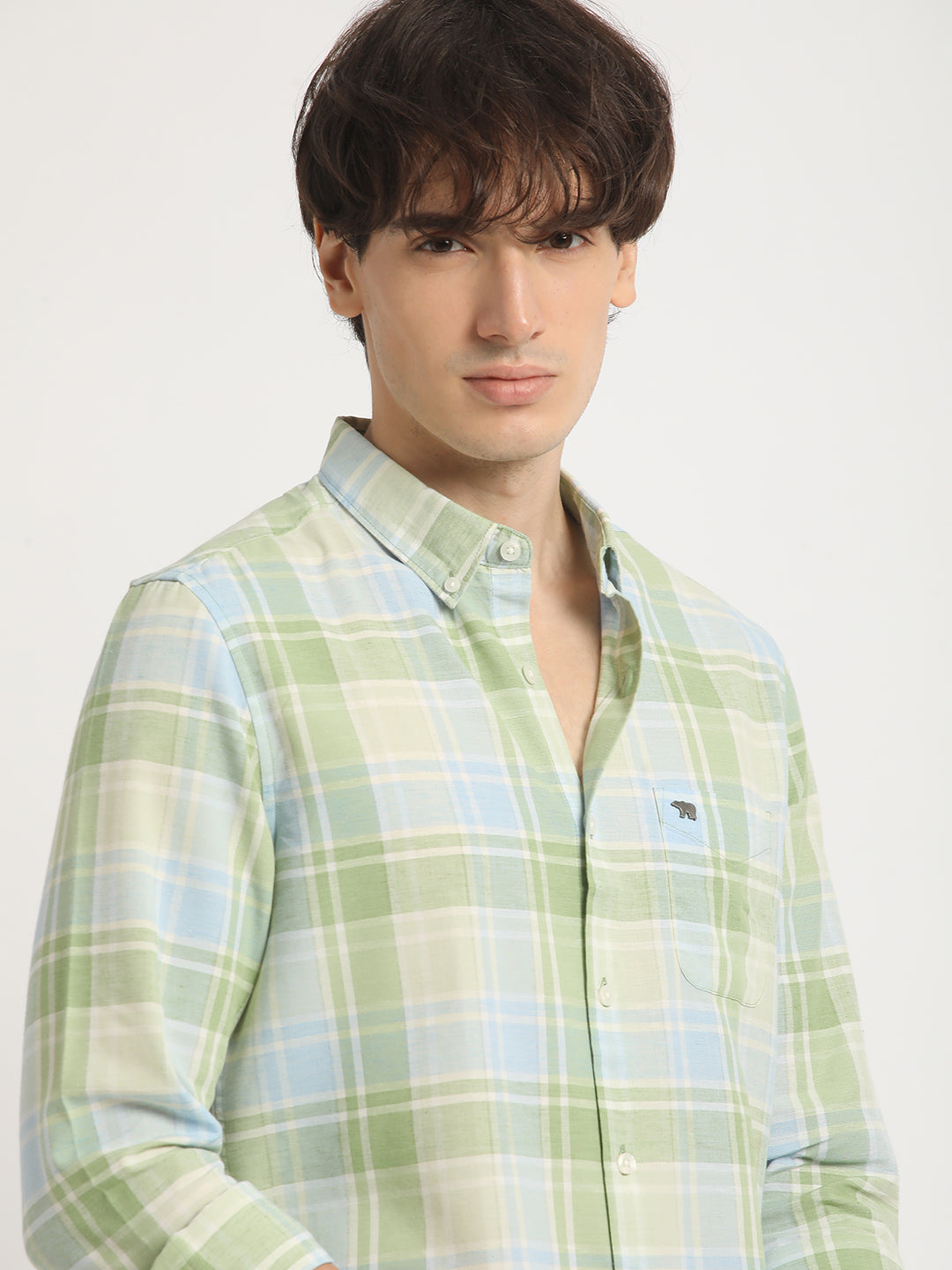 Men  Multicolored Checked Slim Fit Cotton Casual Shirt